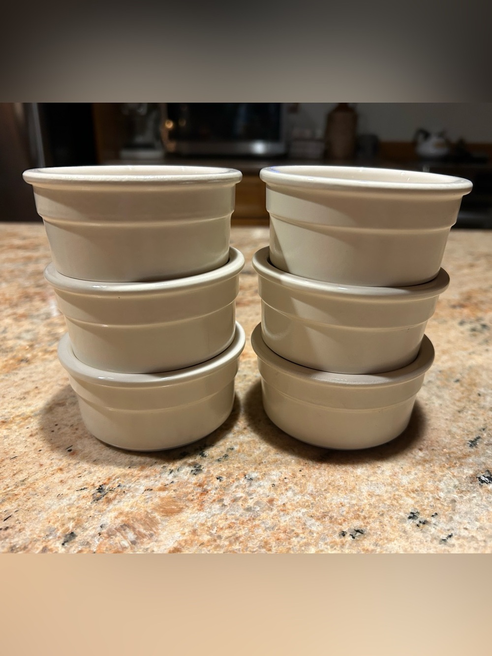 CERMER Set of (6) BisqueWhite Stoneware Ramekins 3.5” 4oz Made in France